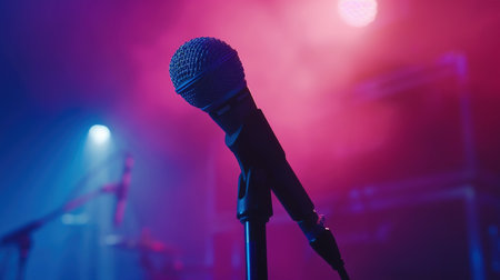 Sing - Microphone For Live Karaoke And Concert - Retro Mic With Defocused Abstract Backgroundの素材