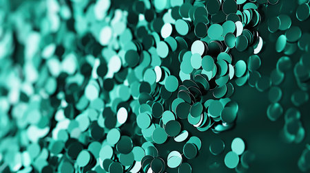 Sequins close-up macro. Abstract blue Background of metallic round Sequinsの素材