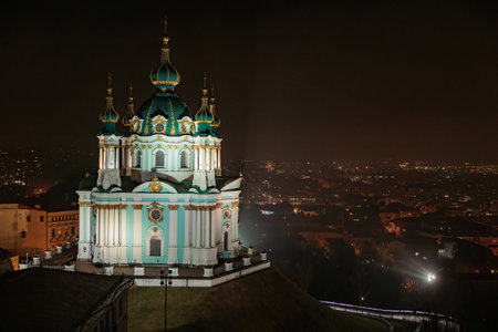 Kyiv, Ukraine - January 14, 2015: St. Andrew's Church, constructed in 1747-1754, designed by...