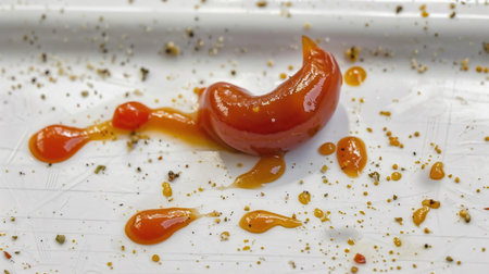 Red tomato sauce or ketchup. Top view. Flat lay.の素材