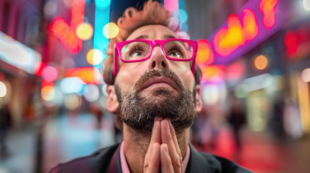 Stressed Stock Exchange Trader Can't Apprehend a Sudden Stock Market Collapse. Financial Crisis Concept with Stock Broker Saddened by Negative Ticker Informationの素材