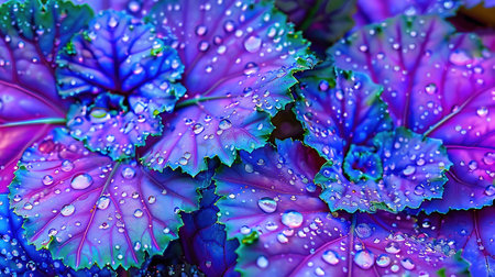 Beautiful decorative cabbage leaves covered with dew after rain in the gardenの素材