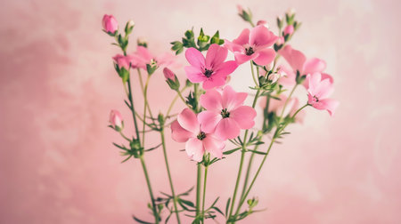 Delicate blossoming pink flowers, blooming roses festive background, flower bouquet pastel image, soft petals floral romance cardの素材