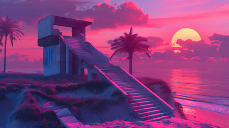 Abstract minimal display podium for showing products or cosmetic presentation with summer beach scene. Summer timeの素材