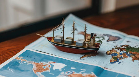 global partnership ship cargo business commercial logistics and transportation international import export by freight cargo ship in the open seaport show ocean business. Rising tariffs affecting global trade with cargo ships and increasing financial graphsの素材