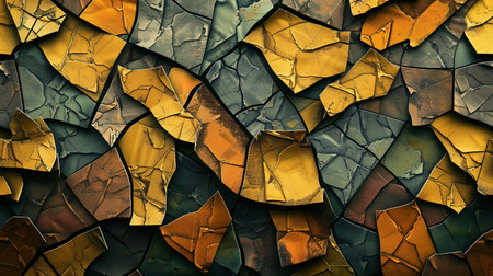 Abstract Polygonal Mosaic Pattern with Torn Paper. Vintage window texture.の素材