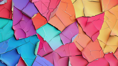 Abstract Polygonal Mosaic Pattern with Torn Paper. Vintage window texture.の素材