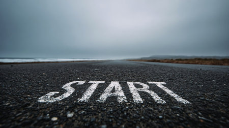 START point on the road of business or your life success. The beginning to victory. Start upの素材