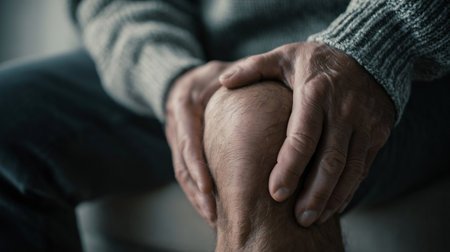 Man suffering from Knee pain, Joint pain, Arthritis and osteoarthritis. Medical conceptの素材