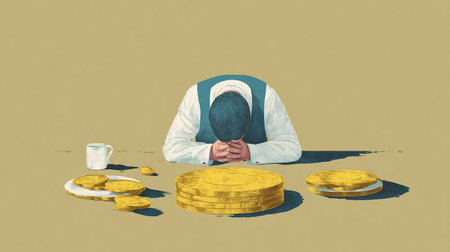 man praying for , money salary love, financial freedom concept, minimal vintageの素材