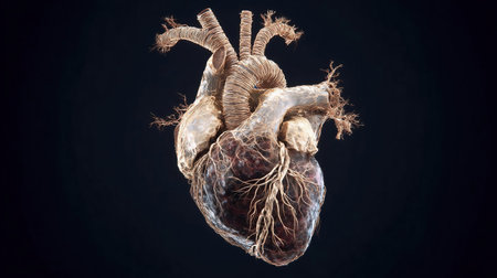 Realistic 3D Heart CTA Scan Footage: A detailed CTA scan showing the coronary arteries and heart structure, providing a comprehensive view for clinical evaluationの素材