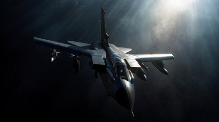 Out of darkness come light. Royal Air Force RAF GR4 Tornado fast fighter jet aircraftの素材