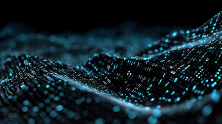 Neural Network Big Data Flow Visualization, Binary Code Matrix, AI Machine Learning Abstract Background, Quantum Computing, Cyber Security, Futuristic Technology Artificial Intelligence Digital Gridの素材