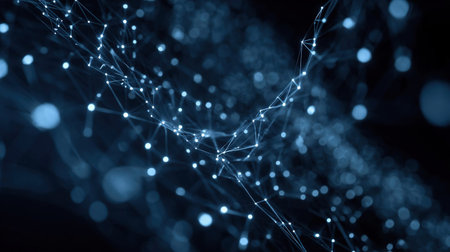 Cybersecurity Digital information technology concept protection system data flow online crime threats. big data, block chain, technology network concept with particles and digital data connectionsの素材