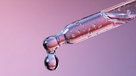 Cosmetic serum Oil drop on Saggy skin cell, Skin Repair, moisturizer, collagen serum, DNA and Moleculeの素材