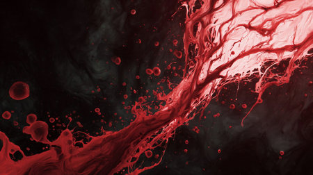 Red blood wallpaper. Halloween wallpaper. Dripping Blood Stains on Wood Texture. Criminal symbol. blood stream background horrorの素材