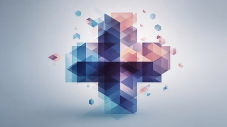 Abstract geometric medical cross shape medicine and science concept backgroundの素材