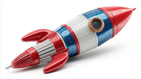 Rocket gray black red green space travel isolated on white background. Rocketing missile launch concept idea. Rocket isolated on white background - 3d rendering of 3d rocket iconの素材