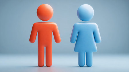 Bathroom sign. Man and Woman pictogram -Man and Woman 3d iconの素材