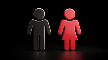 Bathroom sign. Man and Woman pictogram -Man and Woman 3d iconの素材