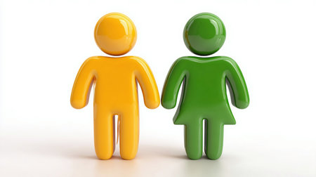 Bathroom sign. Man and Woman pictogram -Man and Woman 3d iconの素材