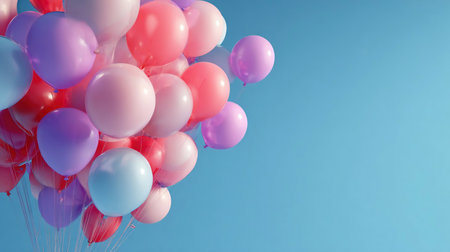 Pastel balloons with empty space - Celebration Parry banner, greeting card.の素材