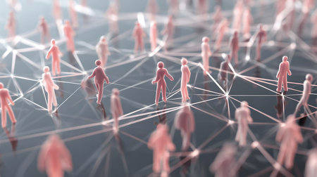 network of people growing rapidly into a social media or community with internet referral and multi-level marketing (MLM) business conceptの素材