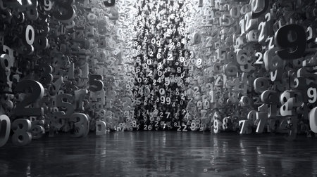 Falling childish chalk numbers. Rain of numbersの素材