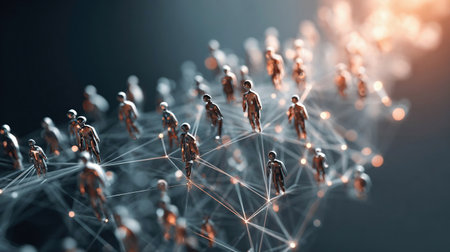 network of people growing rapidly into a social media or community with internet referral and multi-level marketing (MLM) business conceptの素材