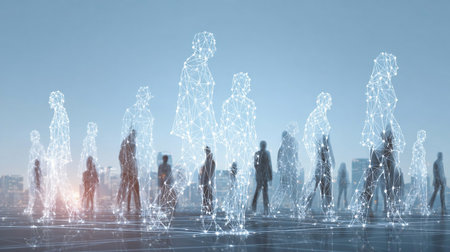 network of people growing rapidly into a social media or community with internet referral and multi-level marketing (MLM) business conceptの素材