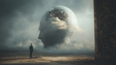 Surreal conceptual image featuring. Human Imagination Conceptual Imageの素材