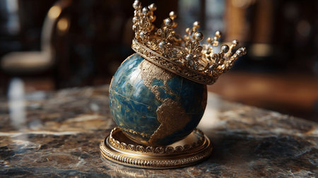 World Globe with Golden Crown. Concept: King (Queen) of the worldの素材