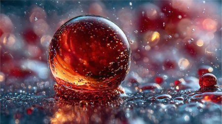 round drops of serum gel texture cosmetic products. Liquid red ballの素材