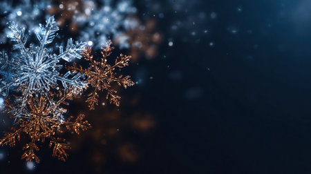 Christmas and Winter banner design of snowflake with light illustrationの素材
