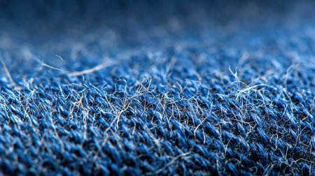 Macro texture of navy blue denim cloth, fabric fibers close-upの素材