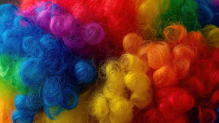 Rainbow clown wig pattern background for birthday party celebrationの素材