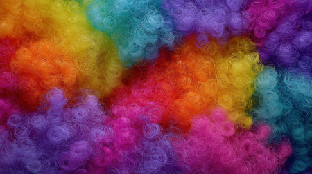 Rainbow clown wig pattern background for birthday party celebrationの素材