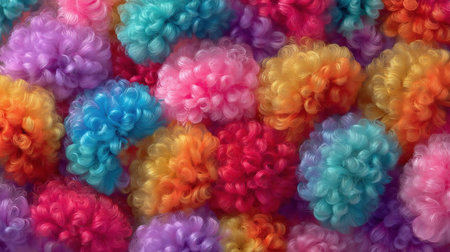 Rainbow clown wig pattern background for birthday party celebrationの素材