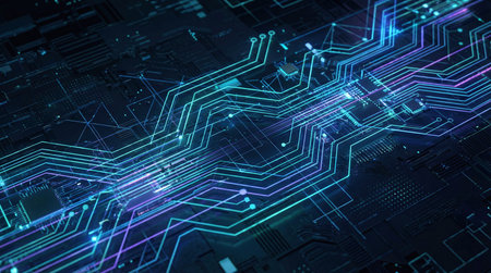 Abstract plexus blue geometry background. Digital technology network connection concept.の素材