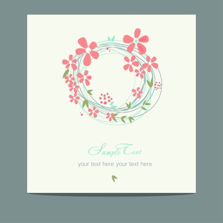 flower wreath cards のイラスト素材