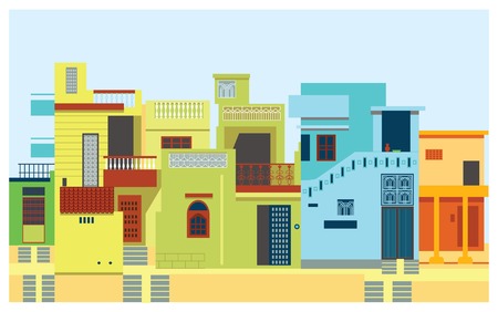 Houses in city setのイラスト素材