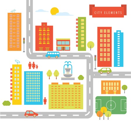 city elementsのイラスト素材