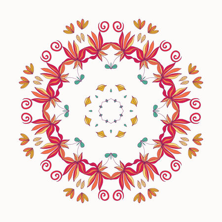 abstract vector decoration exotic round ornament snowflakeのイラスト素材