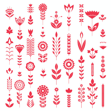 abstract red flower geometric set pattern backgroundのイラスト素材