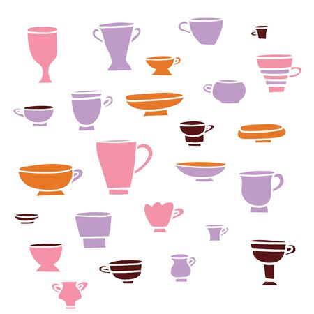 Set of colored tea cupsのイラスト素材