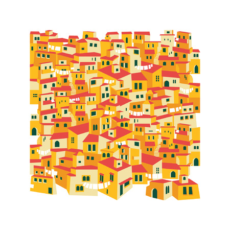 arabic traditional village, east, desert, tiled roofsのイラスト素材