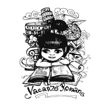 Roman Holiday  The girl is going to Italy  のイラスト素材