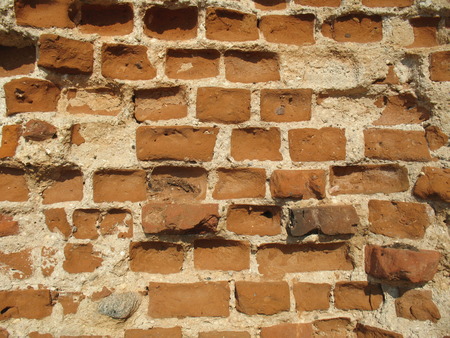 Ruins of the Krevsky lock. a laying from a red brick. background. Fortress.の写真素材