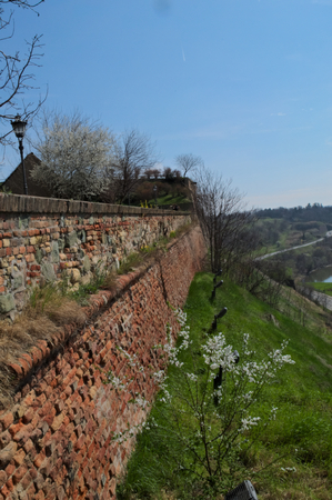 Wall on Petrovaradin fortress in Novi Sadのeditorial素材