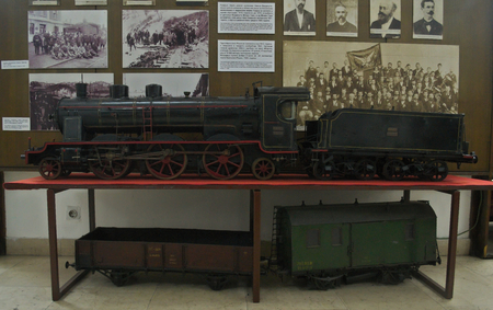 Model of steam locomotive on display at railway museum in Belgrade, Serbiaのeditorial素材